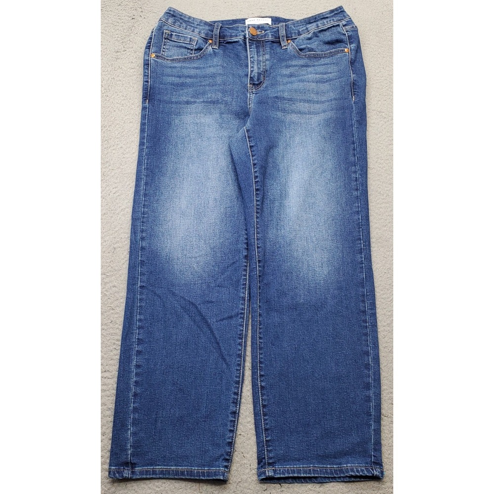 Lane Bryant Wide-Leg Jeans Womens 14P Blue Denim Faded Medium Wash Streetwear